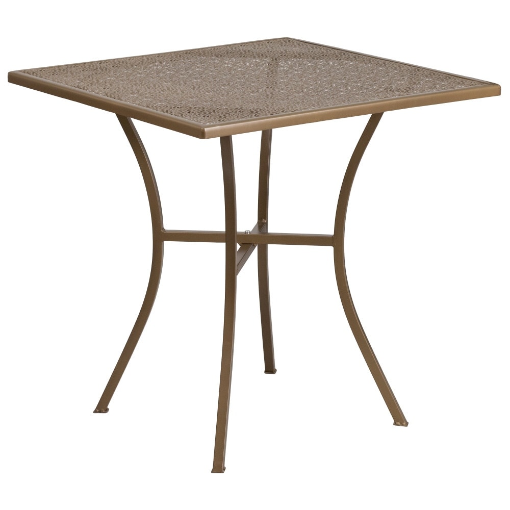 28'' Square Indoor-Outdoor Steel Patio Table Set with 2 Square Back Chairs