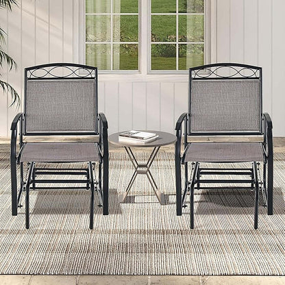 2PCS Patio Glider Set Single Rocking Chair Heavy-Duty Metal Frame