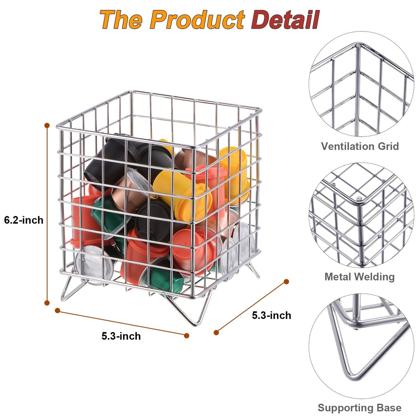 2pcs Coffee Pod Holder, Metal K Cup Holder, Coffee Pod Storage Basket