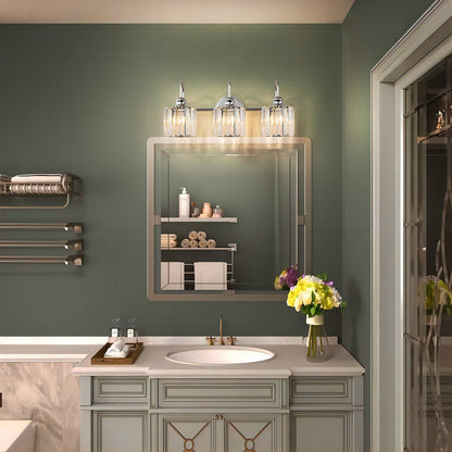 3/4-Light Modern Glam Linear Dimmable Crystal Bathroom Vanity Lights Over Mirror