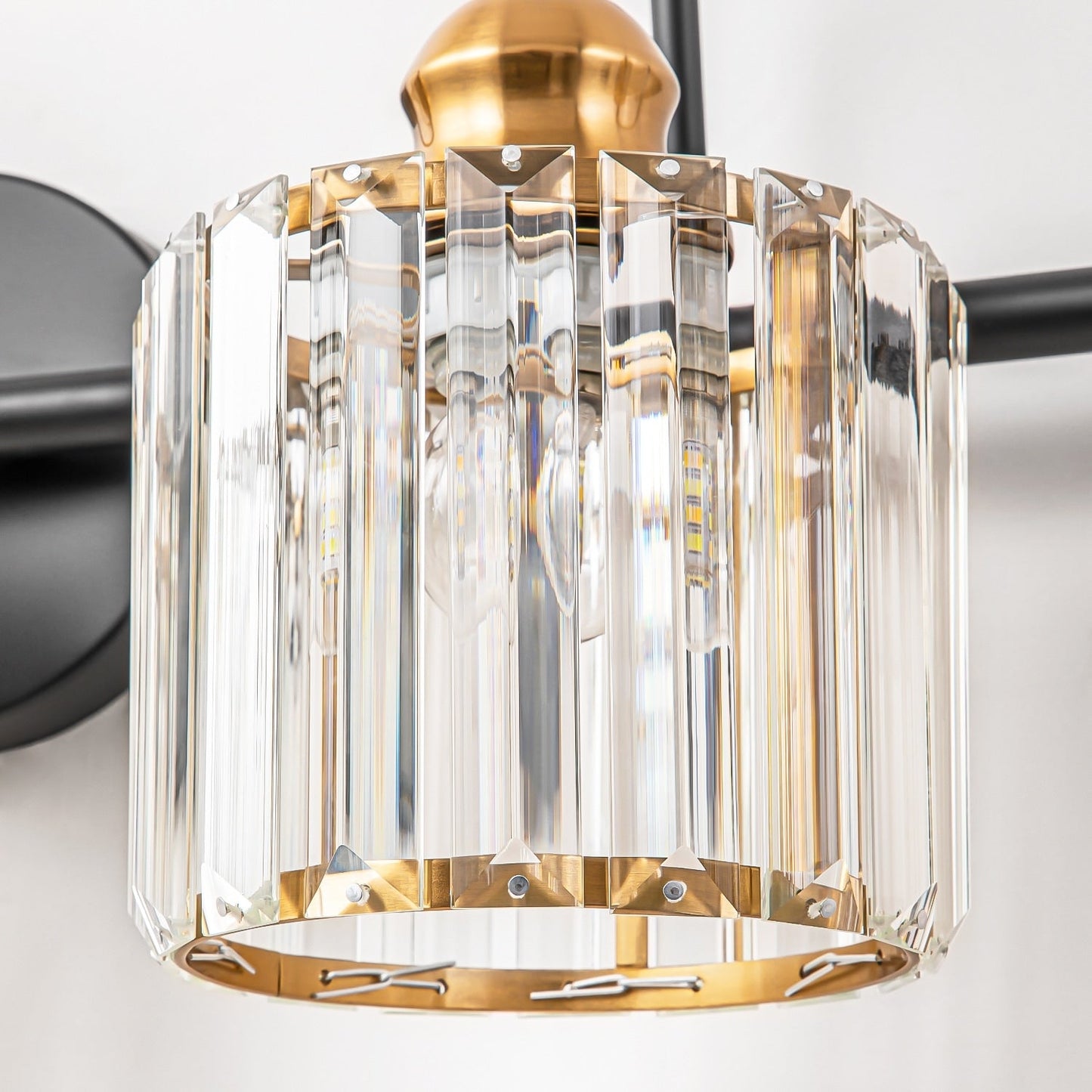 3/4-Light Modern Glam Linear Dimmable Crystal Bathroom Vanity Lights Over Mirror