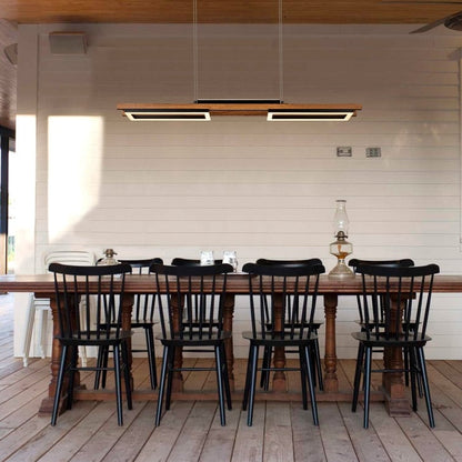 3/5-Light Integrated LED Linear Wood Chandelier Kitchen Island Pendant Light
