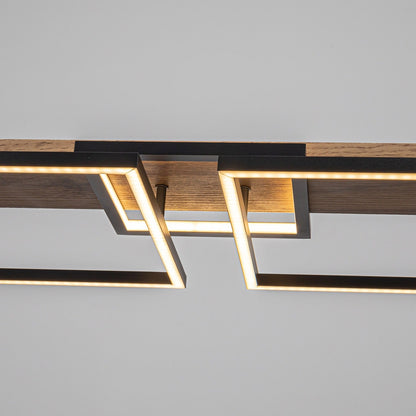 3/5-Light Integrated LED Linear Wood Chandelier Kitchen Island Pendant Light