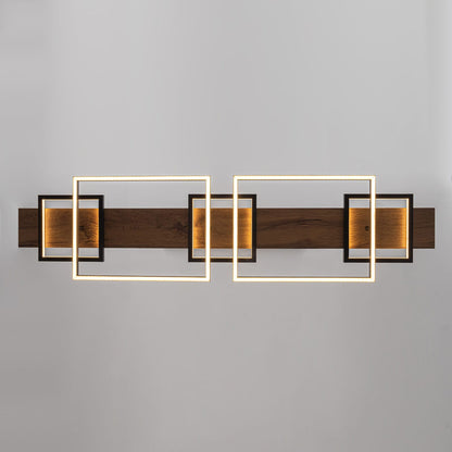 3/5-Light Integrated LED Linear Wood Chandelier Kitchen Island Pendant Light