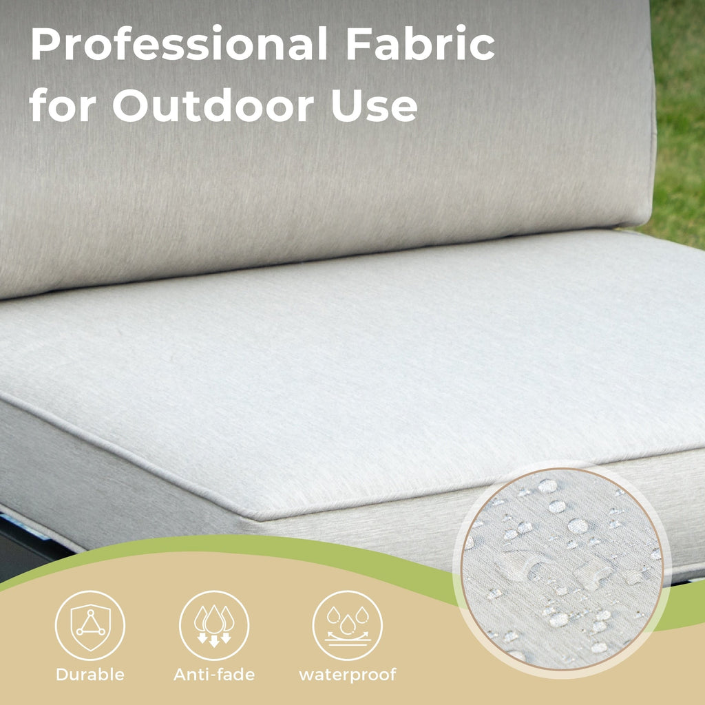 10-Seat Patio Sectional sofa set, E-coating Steel frame Conversation Sets with Built-in Side Table , Grey Cushion