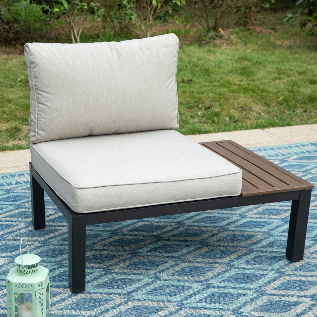 10-Seat Patio Sectional sofa set, E-coating Steel frame Conversation Sets with Built-in Side Table , Grey Cushion