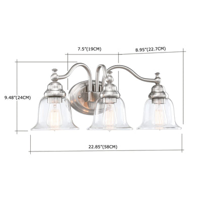 3-Light 22.85-in Traditional Vanity Light with Brushed Nickle Finish