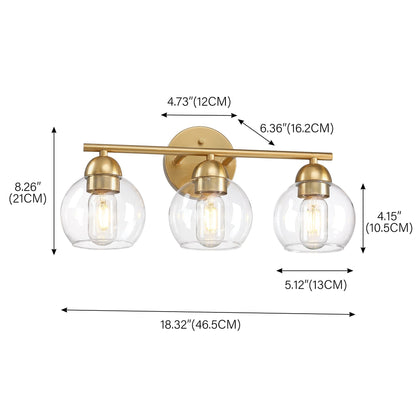 3-Light Bathroom Round Glass Light Fixtures
