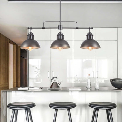 3-Light Farmhouse Retro Metal Linear Dome Pendant Light/Kitchen Island Lights