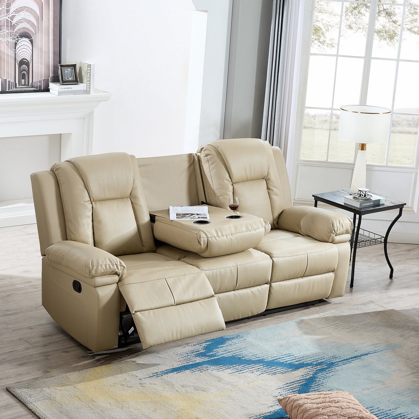3-PC Bonded Leather Reclining Sofa Loveseat and Chair Living Room Set