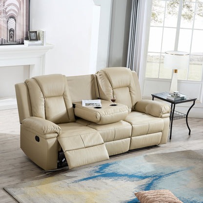 3-PC Bonded Leather Reclining Sofa Loveseat and Chair Living Room Set