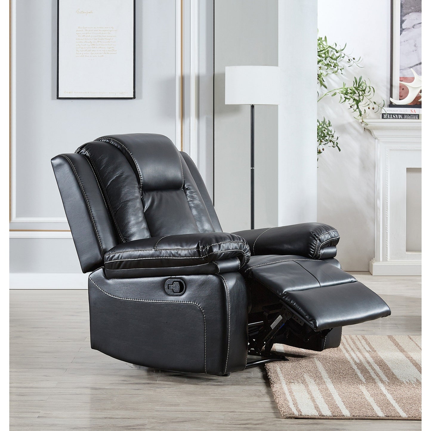 3-PC Bonded Leather Reclining Sofa Loveseat and Chair Living Room Set
