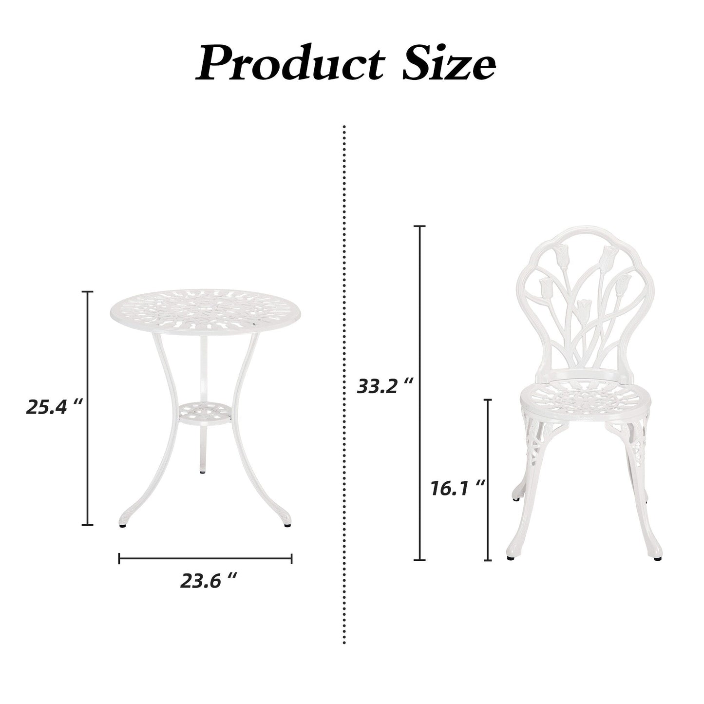 3-Piece Aluminum Outdoor Patio Tulip Sets With Table