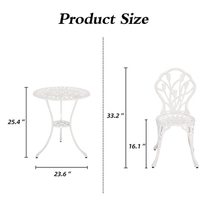 3-Piece Aluminum Outdoor Patio Tulip Sets With Table