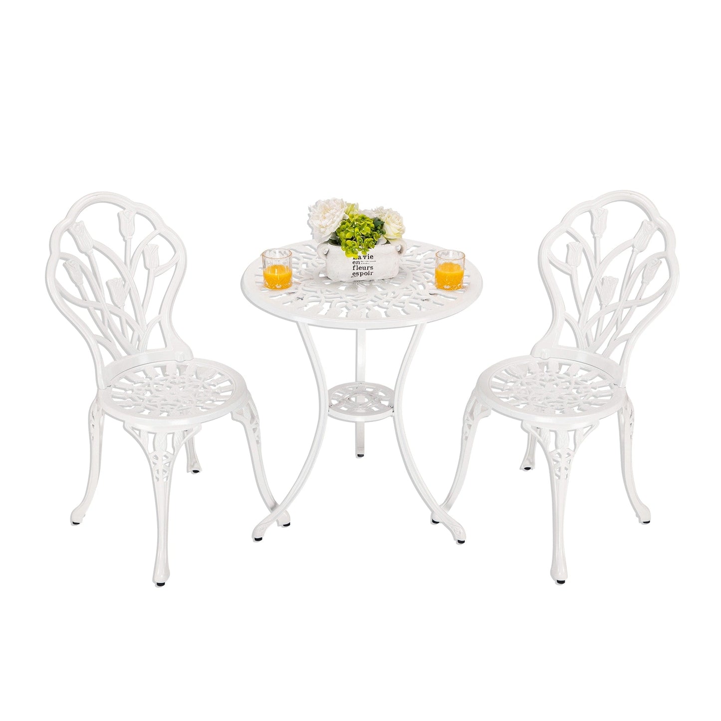 3-Piece Aluminum Outdoor Patio Tulip Sets With Table