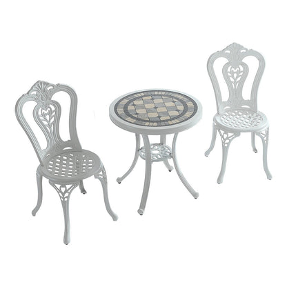 3-Piece Cast Aluminum Bistro Table and Chairs Set
