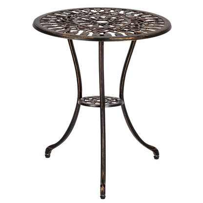 3-Piece Cast Aluminum Patio Bistro Set Outdoor Furniture Tulip Design Antique Copper Finish Rust-Resistant