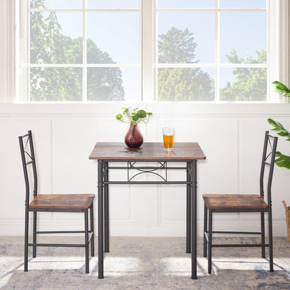 3 Piece Kitchen Dining and Patio Set Table Set Retro Brown chair - Chair:15.6L * 15.1W * 33.8H