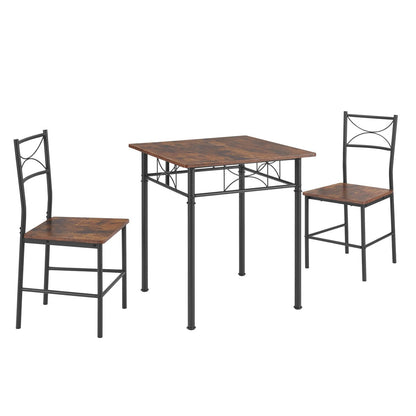 3 Piece Kitchen Dining and Patio Set Table Set Retro Brown chair - Chair:15.6L * 15.1W * 33.8H