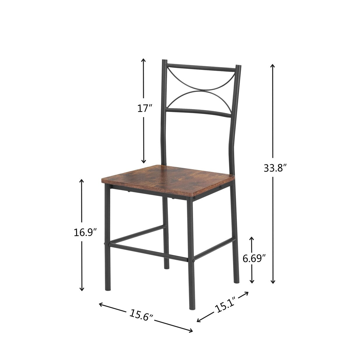 3 Piece Kitchen Dining and Patio Set Table Set Retro Brown chair - Chair:15.6L * 15.1W * 33.8H