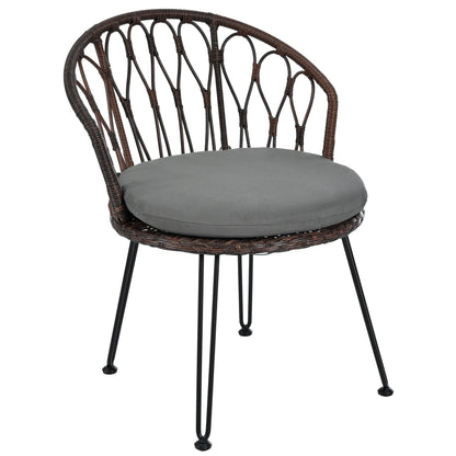 3-Piece Outdoor Patio Rattan Conversation Leisure Chairs Set with 2 Chair and Glass Coffee Table