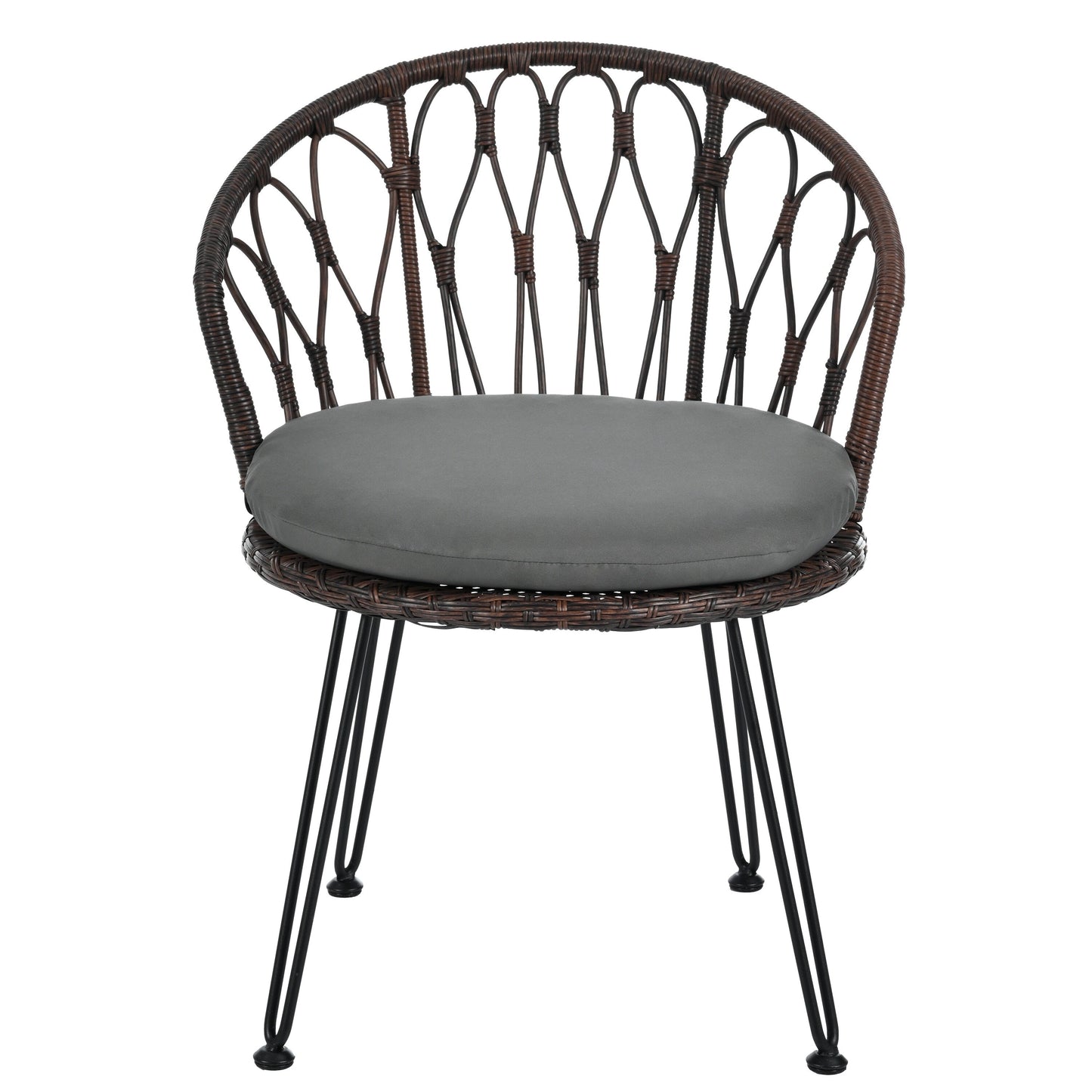 3-Piece Outdoor Patio Rattan Conversation Leisure Chairs Set with 2 Chair and Glass Coffee Table