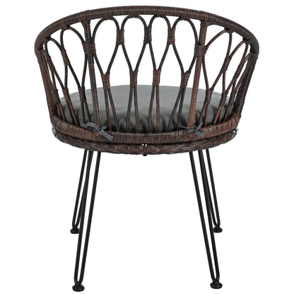 3-Piece Outdoor Patio Rattan Conversation Leisure Chairs Set with 2 Chair and Glass Coffee Table