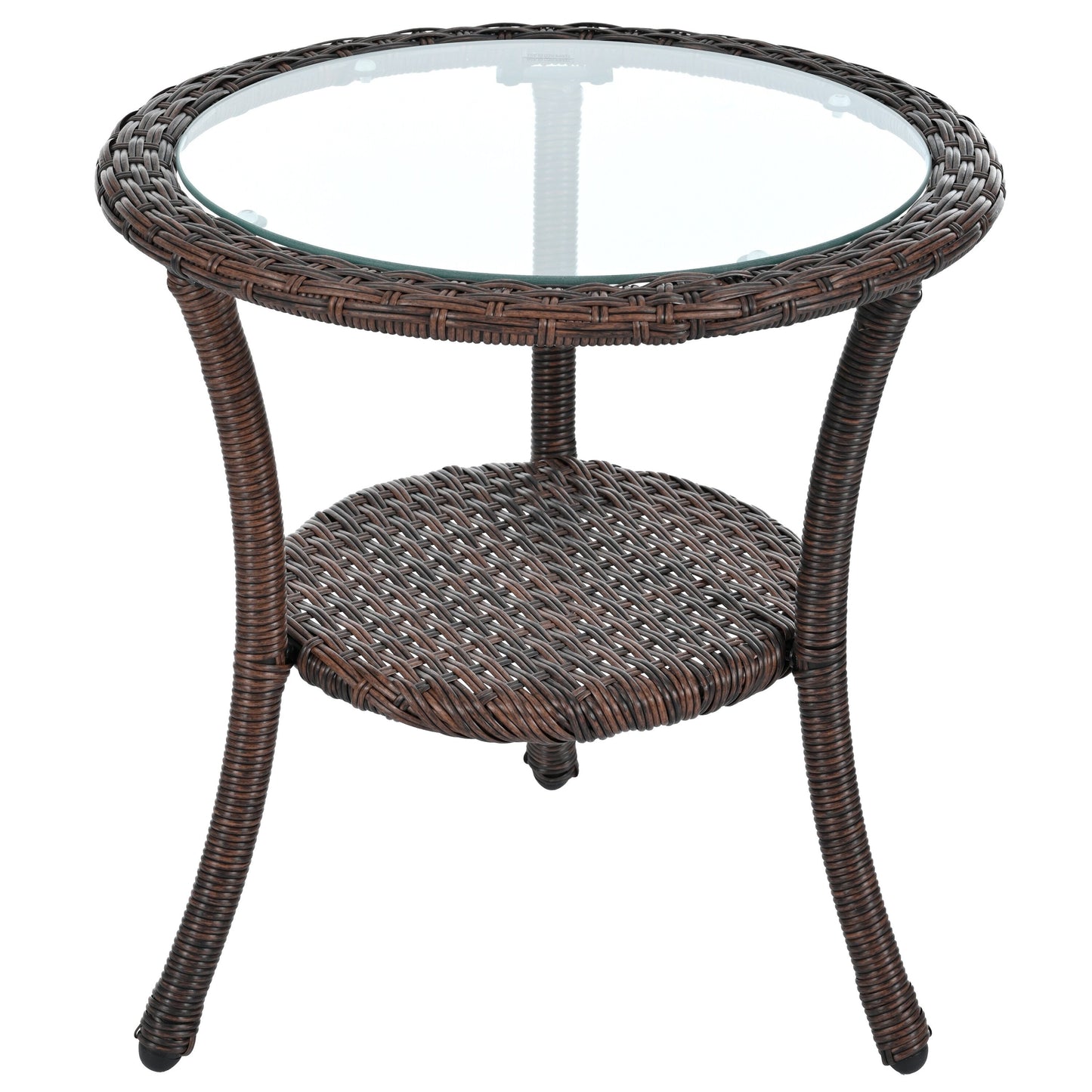 3-Piece Outdoor Patio Rattan Conversation Leisure Chairs Set with 2 Chair and Glass Coffee Table