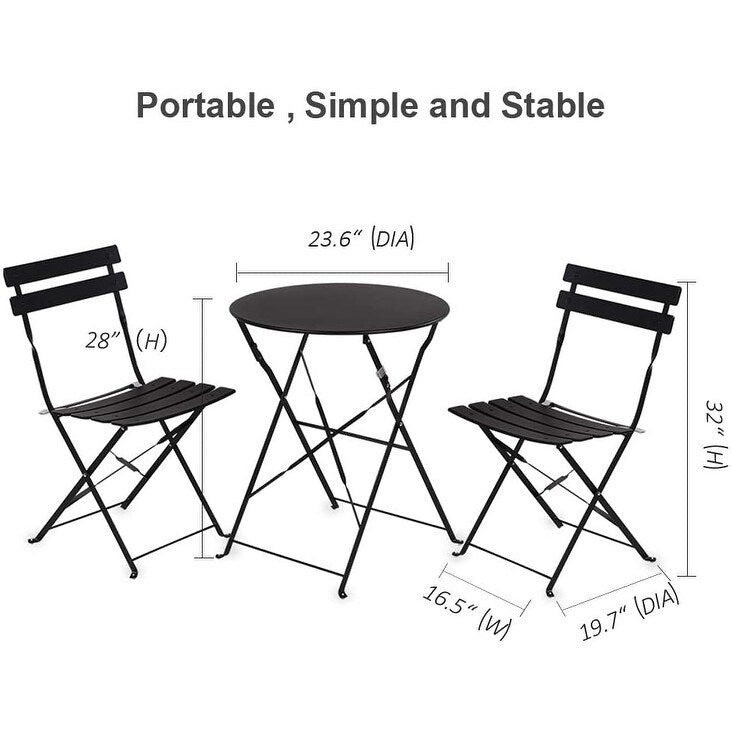 Clihome Outdoor 3 Piece Premium Steel Patio Bistro Set