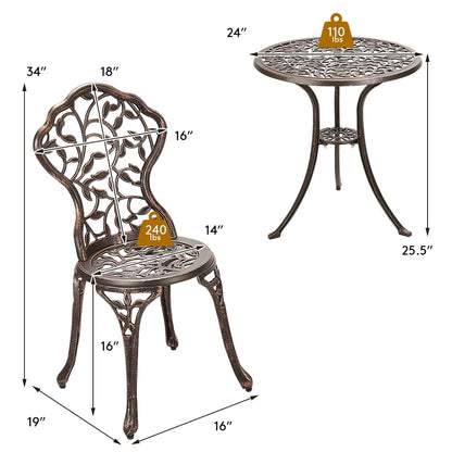 3 Pieces Outdoor Bistro Set Patio Furniture Set Table and Chairs Set