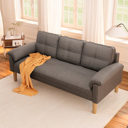3-Seater Modern Upholstered Sofa, Convertible Sofa, Sofa Bed with Sturdy Wooden Legs for Living Room