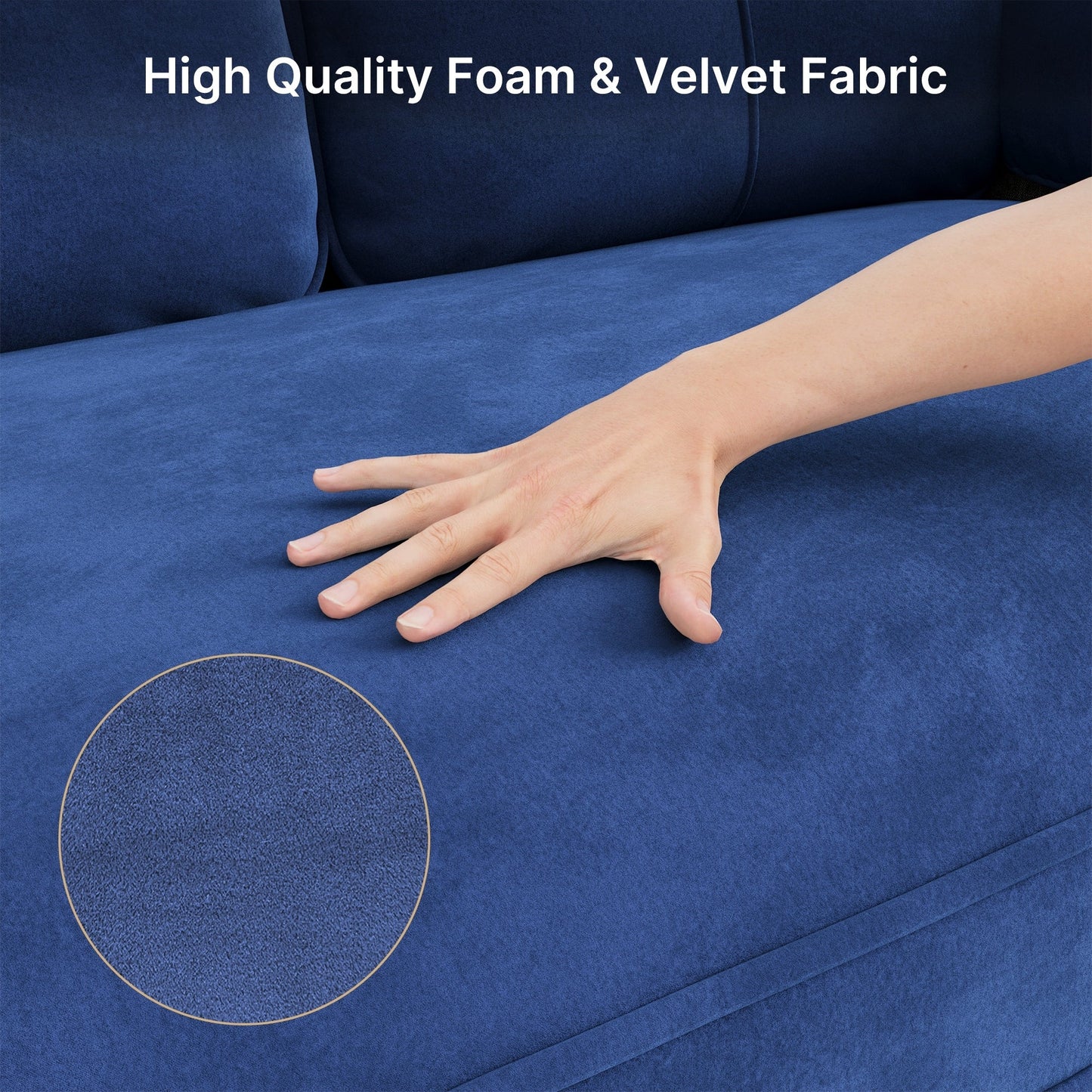 3-Seater Modern Upholstered Sofa, Convertible Sofa, Sofa Bed with Sturdy Wooden Legs for Living Room