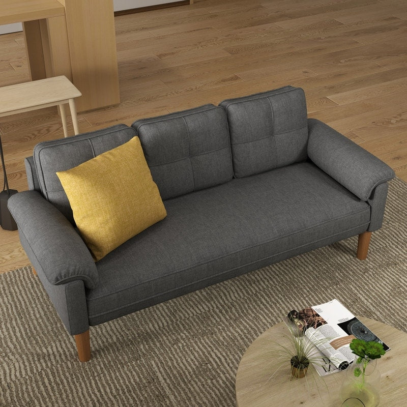 3-Seater Modern Upholstered Sofa, Convertible Sofa, Sofa Bed with Sturdy Wooden Legs for Living Room