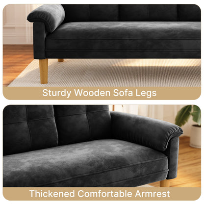 3-Seater Modern Upholstered Sofa, Convertible Sofa, Sofa Bed with Sturdy Wooden Legs for Living Room