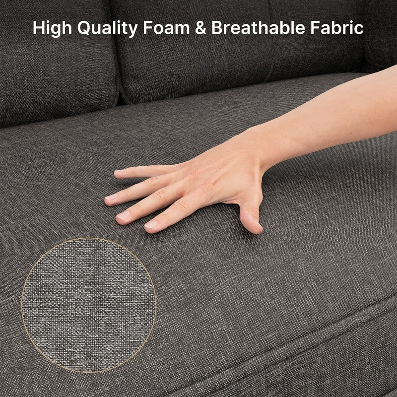 3-Seater Modern Upholstered Sofa, Convertible Sofa, Sofa Bed with Sturdy Wooden Legs for Living Room