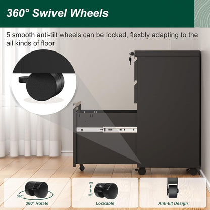 3 Drawer Mobile/Vertical File Cabinet for Home Office