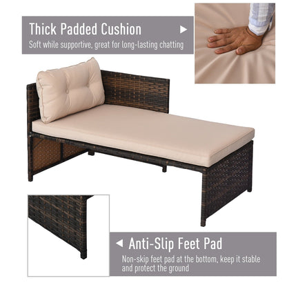 Outsunny 3-Piece Wicker Patio Furniture Sets, Rattan Conversation Sets, Sectional sofa set with Cushioned Lounge Chaise