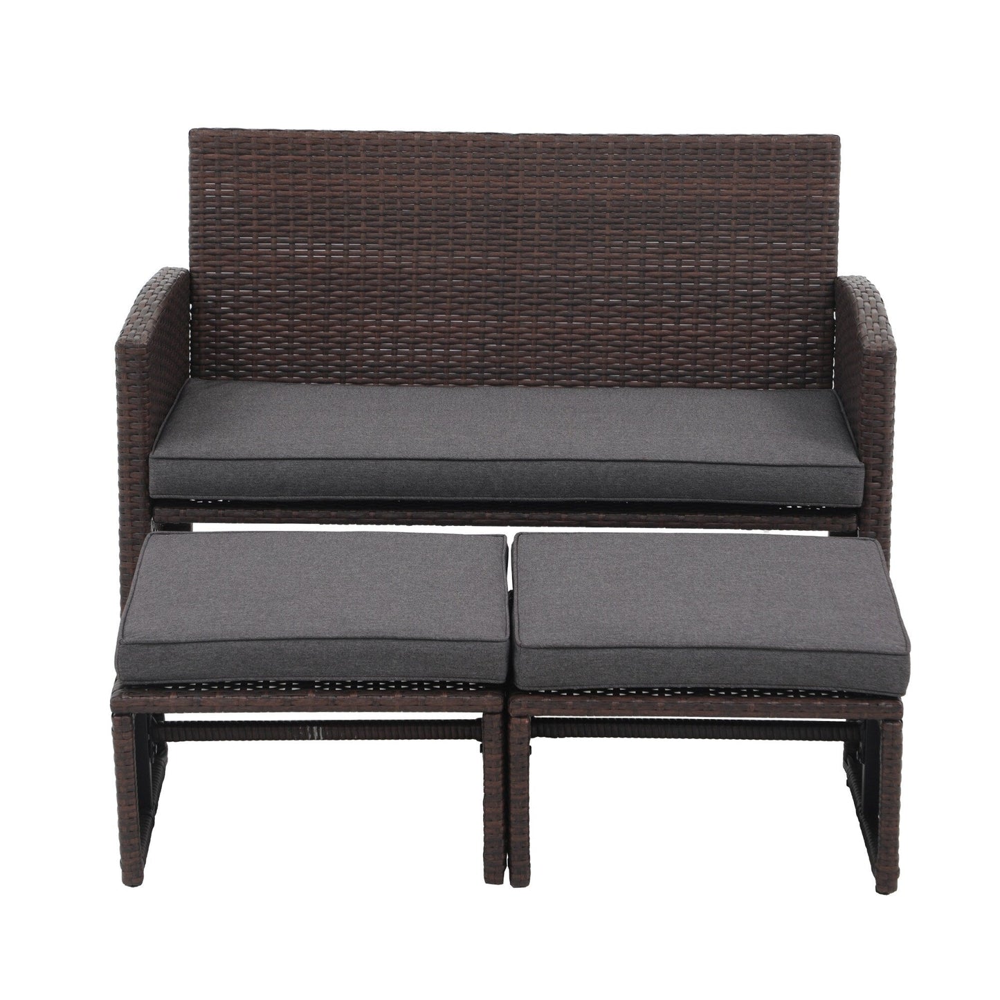 3-piece Outdoor Rattan Sofa Set with Cushions