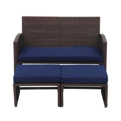 3-piece Outdoor Rattan Sofa Set with Cushions
