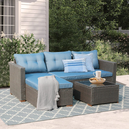 PE Wicker 3-piece Outdoor Sectional Set
