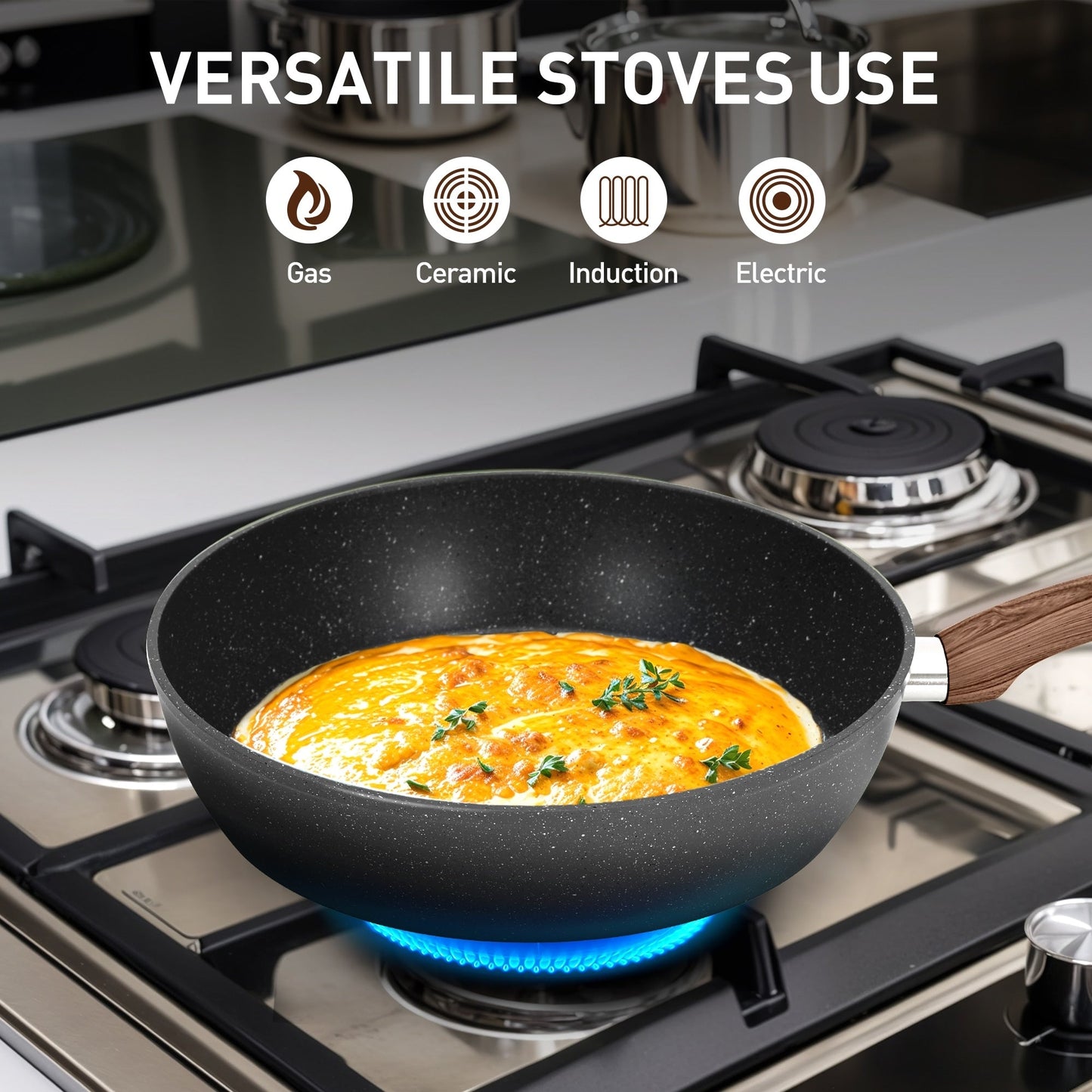 30-Piece Kitchen Granite Cookware and Bakeware Set, Cooking Pans Set Non-Stick Pots and Pans Set