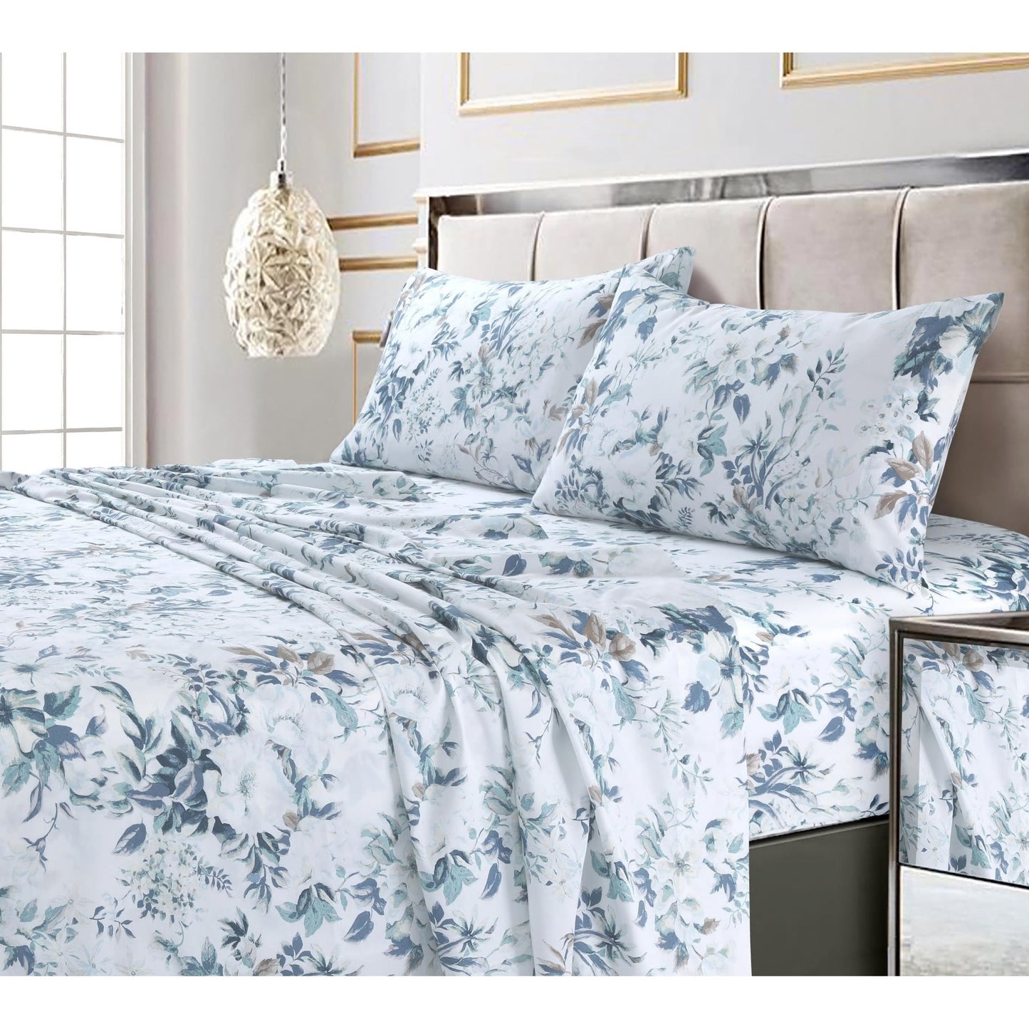 300 Thread Count Cotton Ultra-soft Printed Deep Pocket Bed Sheet Set