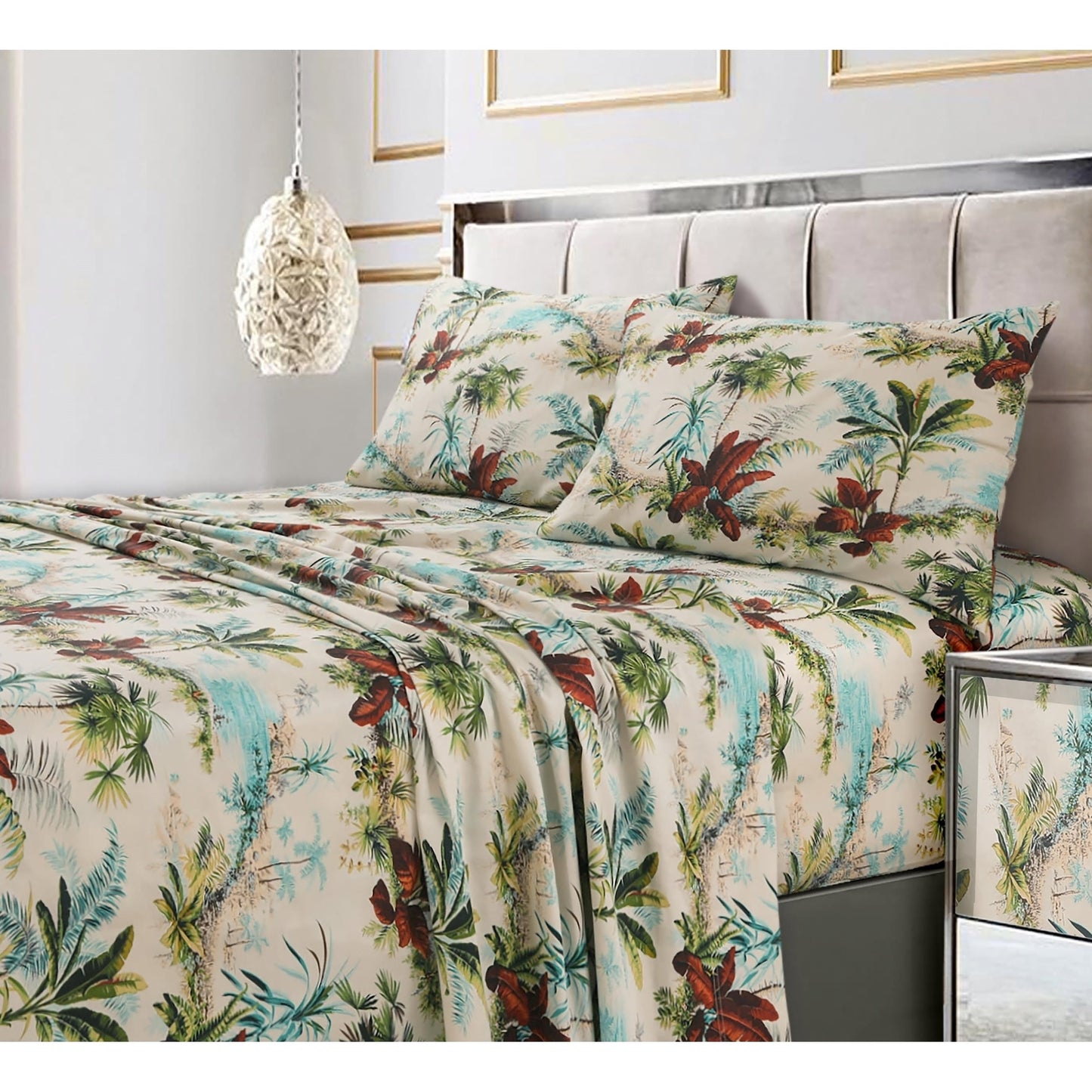 300 Thread Count Cotton Ultra-soft Printed Deep Pocket Bed Sheet Set