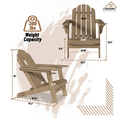 34.5 in. 5-Piece Metal Patio Fire Pit Set, Fire Pit Table and Adirondack Chairs with Cup Holder and Umbrella Holder