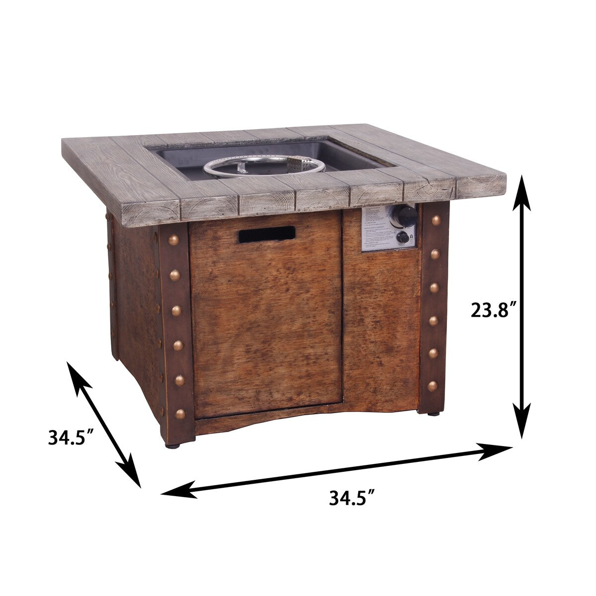 34.5 in. 5-Piece Metal Patio Fire Pit Set, Fire Pit Table and Adirondack Chairs with Cup Holder and Umbrella Holder