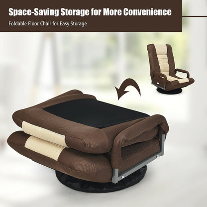 360-Degree Swivel Gaming Floor Chair with Foldable Adjustable Backrest