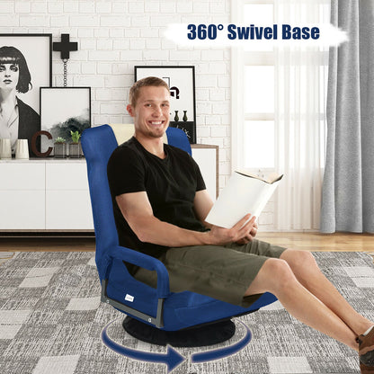 360-Degree Swivel Gaming Floor Chair with Foldable Adjustable Backrest