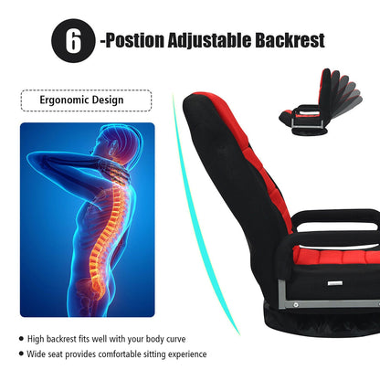 360-Degree Swivel Gaming Floor Chair with Foldable Adjustable Backrest