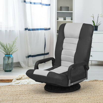 360-Degree Swivel Gaming Floor Chair with Foldable Adjustable Backrest