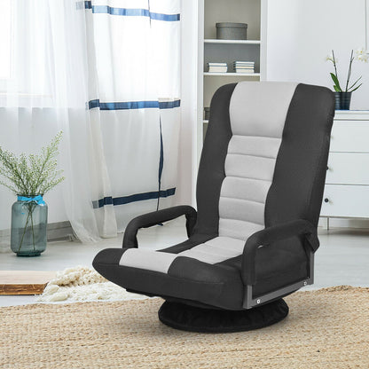 360-Degree Swivel Gaming Floor Chair with Foldable Adjustable Backrest